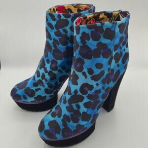 Iron Fist X Marks the Spot Women's Size 9 Platform Boots Blue Black Leopard